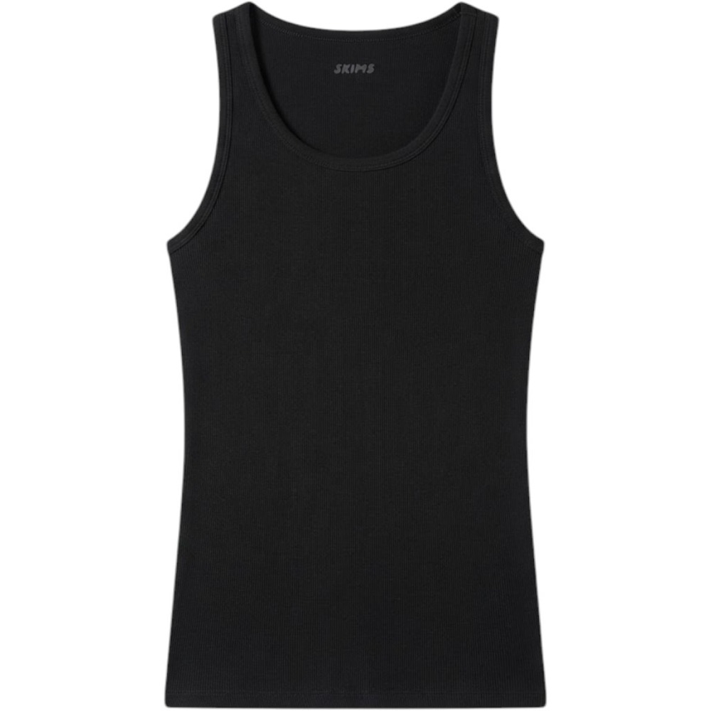 Skims Mens Rib Tank Set of 2 Onyx Black Cotton Blend Ribbed Undershirts Small